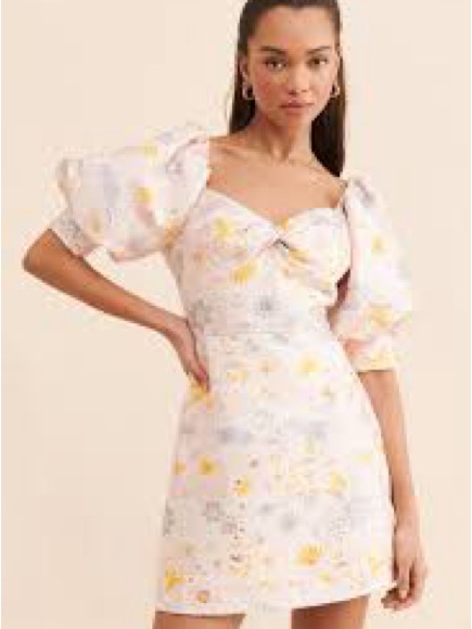 Hutch X Anthropologie Floral Jacquard Puff Sleeve Mini | 6 Free Shipping